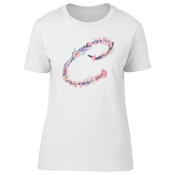 Cute Floral Watercolor Letter C T-Shirt Women -Image by Shutterstock, Female Small