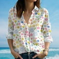 thumbnail image 1 of Cute Floral Women Casual Shirt, Colorful Daisy Blouse Button Shirt, Summer Casual Garden Women Shirt, Spring Flower Shirt, Gift For Her, 1 of 2