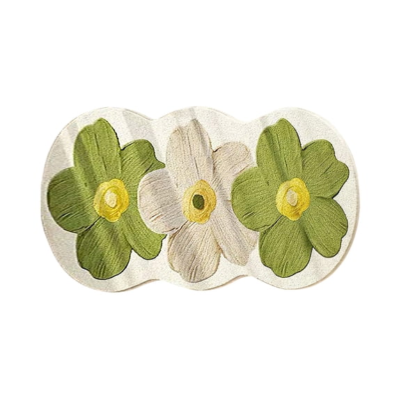 Cute Flower Bath Mat,Non-Slip Washable Rugs Floor Mat, Bathroom Rugs Non Slip Washable High Absorbent Easy to Clean,Entrance Bedroom Bathroom Indoor Door Carpet For Home(Green,,16*24 in)