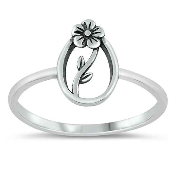 Cute Flower Bud Vase Plant Ring .925 Sterling Silver Band Jewelry Female Male Unisex Size 10