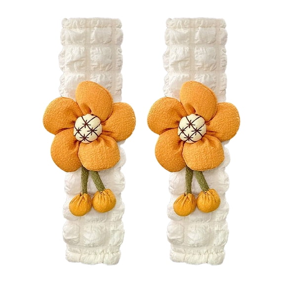 Cute Flower Car Seat Belt Cover Pads - 1 or 2 Pcs, Polyester, Soft & Comfy, Reduces Pressure, Universal for Adults & Kids, Fits Backpacks too, Stylish Cartoon Design