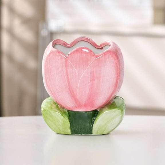 Cute Flower Ceramic Organizer, Personalized Desktop Makeup Pot, Multi-Functional Pencil Holder for Office, Bathroom, and Home Decor, Unique Gift Idea for Friends and Family