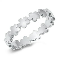 Cute Flower Chain Ring .925 Sterling Silver Band Jewelry Female Male Unisex Size 6