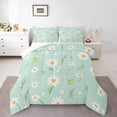 thumbnail image 1 of Cute Flower Comforter Set Twin Size, Botanical Theme Floral Print Bedding Set Room Decor, Watercolor Daisy Quilt Set Soft Polyester Duvet Set, 1 of 8