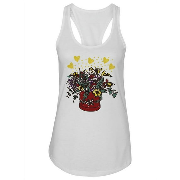 Cute Flower Design With Hearts Tank Women -Image by Shutterstock, Female x-Small