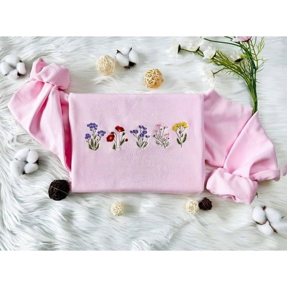 Cute Flower Embroidered Sweatshirt