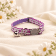 Cute Flower Embroidery Breakaway Kitten Collar with Bells,Cat Collars for Boy Cats and Girl Cats - Adjustable 6.7-12.2 inches