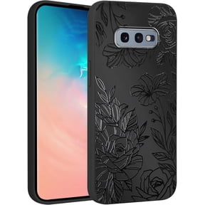 Cute Flower Floral Phone Case for Samsung Galaxy S10e 5.8", Aesthetic Coquette Black Pattern Print Design Case Soft Slim Shockproof TPU Protective Funda Cover for Women Girls