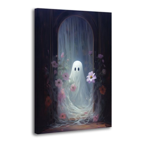 Cute Flower Ghost Artworks Canvas Poster Room Aesthetic Wall Art Prints Home Modern Decor Gifts 24x36inch(60x90cm)