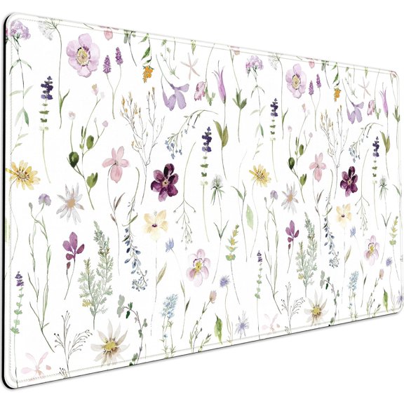 Cute Flower Mouse Pad Aesthetic Desk Mat Plants Large Extended Gaming Mousepad Floral XXL Desk Pad Keyboard and Mouse Mat 31.5''x15.75'', Desktop Decor Protectors Mats for Women Office Girl Gamer
