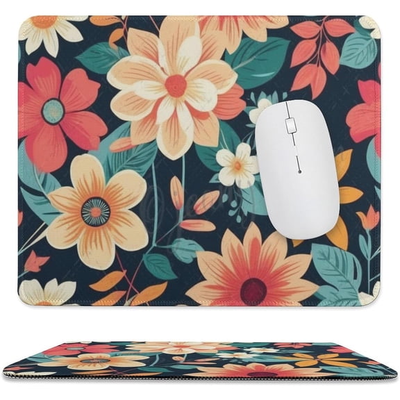 Cute Flower Mouse Pad, Floral Flowers Mouse Pad, Spring Flower Desk Decor, Anti Slip Rubber Base Mice pad for Desktop Computer Laptop Office & Home, Gaming Mouse Pads 11.8"x9.8"