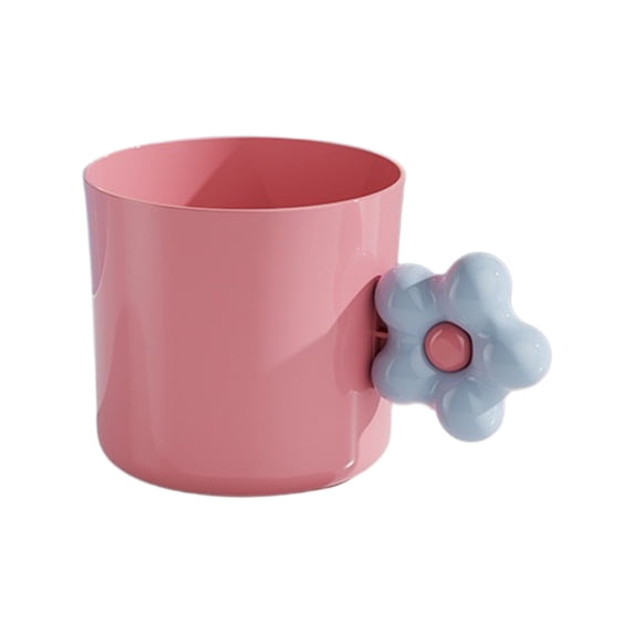 Cute Flower Pattern Mouthwash Cup Plastic Toothbrush Holder for Bathroom Vanity Countertop, Youngster Friendly Design
