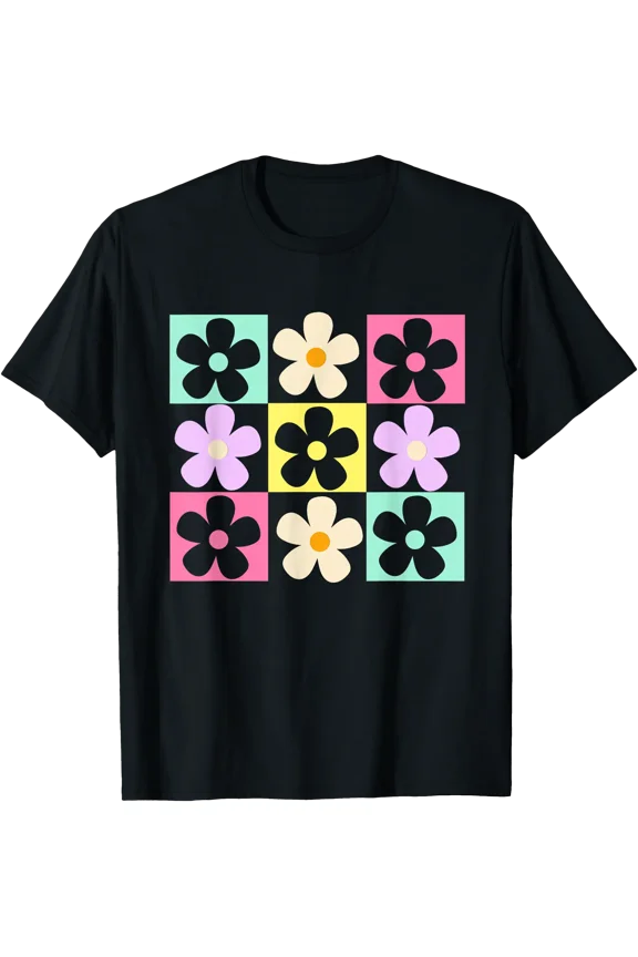 Cute Flower Pattern Retro Groovy Daisy Flower 70s T-Shirt