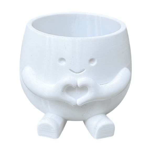 Cute Flower Pot Succulent Planter For Office Desk Decor, Smiling Face Ceramic Plant Pot With Drainage For Home Gift(White)