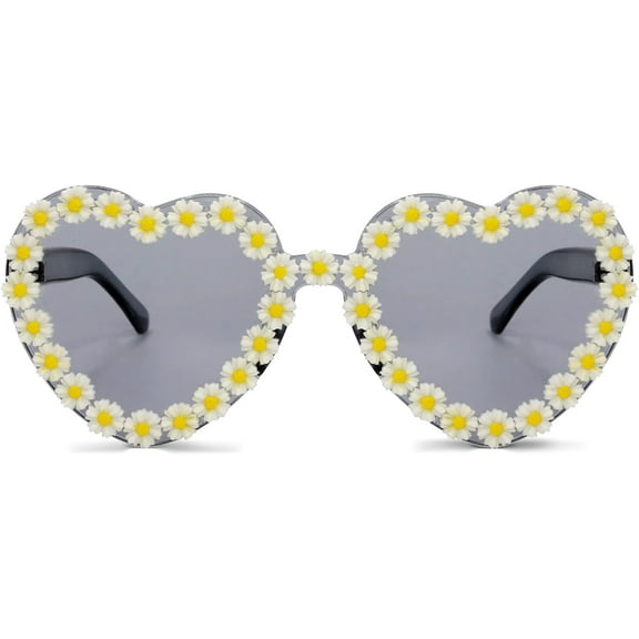 Cute Flower Rimless Heart Sunglasses Oversized Retro Fashion Love Cat Eye Sun Glasses for Women UV400