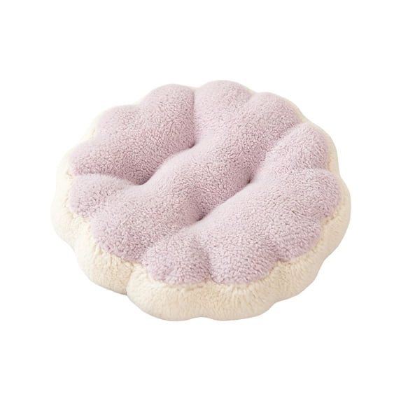 Cute Flower Shape Seat Cushion, Soft Plush Round Pad with Raised Edge Support for Bedroom Living Room(Light Purple-1,40x40cm)
