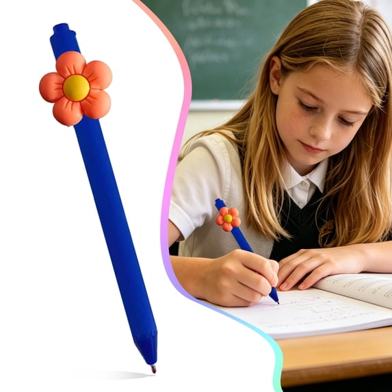 Cute Flower Shaped Gel Pen - Kawaii Floral Design Writing Pen - Smooth Gel Ink Ballpoint Pen - Design A