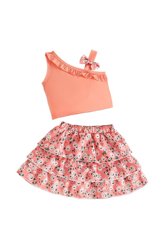 Cute Flower Short Sleeve T-Shirt and Pants 2Pcs Summer Outfits Set for Toddler Girls, Gift Idea Summer 2Pcs Gift Outfits Set Girls Summer Set 1-4 Years,3-4 Years