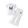 thumbnail image 1 of Cute Flower Short Sleeve T-Shirt and Pants 2Pcs Summer Outfits Set for Toddler Girls, Gift Idea Summer 2Pcs Gift Outfits Set Girls Summer Set 3-8 Years,5-6 Years, 1 of 4