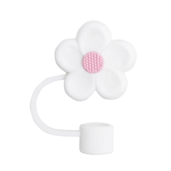 Cute Flower Straw Cover Cap for 30/40oz Tumblers with Handle, Reusable Silicone Straw Topper for 10mm Caliber Straws, Assorted Colors