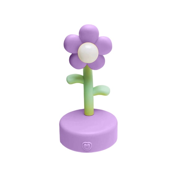 Cute Flower Table Lamp,Portable Desk Lamp Bedside Night Light with Warm Soft Glow,for Bedroom Ambient Decoration and Holiday Gift Giving,Purple