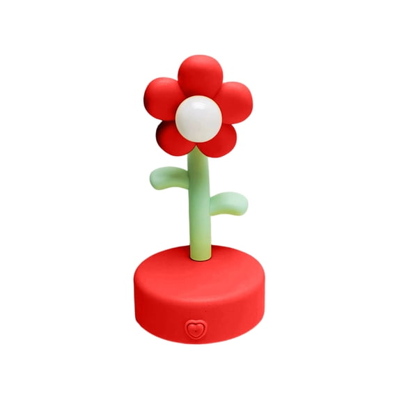 Cute Flower Table Lamp,Portable Desk Lamp Bedside Night Light with Warm Soft Glow,for Bedroom Ambient Decoration and Holiday Gift Giving,Red