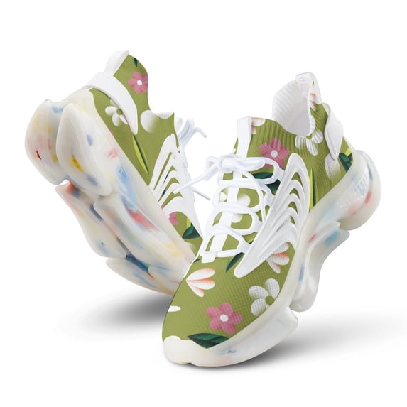 Cute Flower Walking Shoes for Men Woman Lightweight Tennis Fashion Elastic Sports Shoes Cushion Basketball Shoes