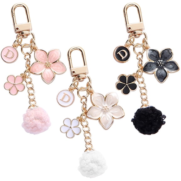 Cute Flower keychains for Women, Aesthetic Keychain Charms, Bag & Purse Charms for Handbags & Backpacks Accessories (Flowers-3Pcs)