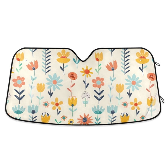 Cute Flowers Car Windshield Sun Shade Foldable Car Front Window Visor Heat and UV Protection 53x23.5
