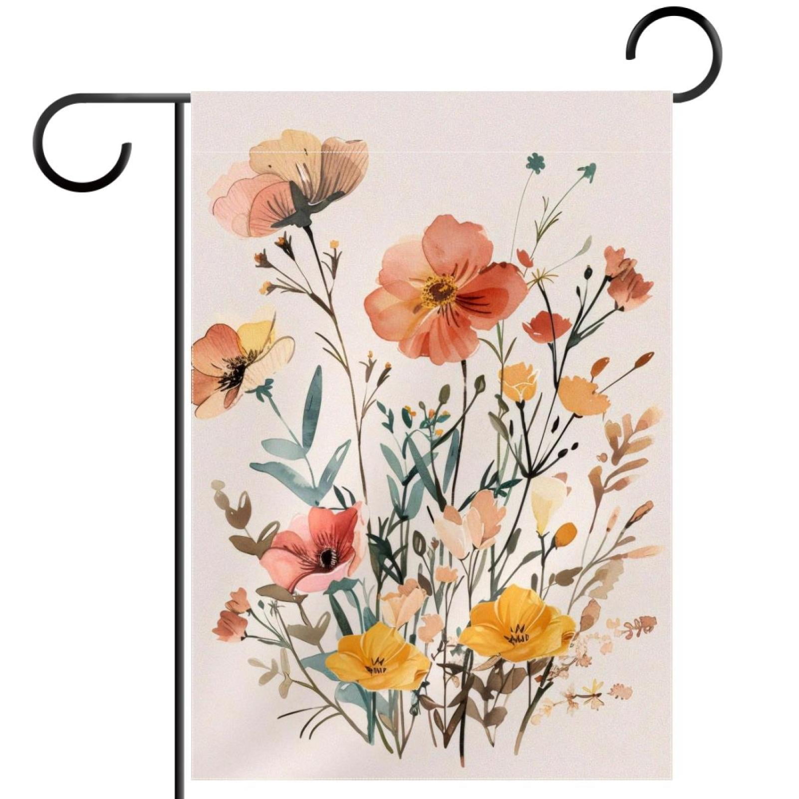 Cute Flowers Double Sided Garden Flag Decorative Weather Resistant Yard Flag, Large DIY Vertical Flag for Farmhouse Patio Lawn, 28x40 Inch