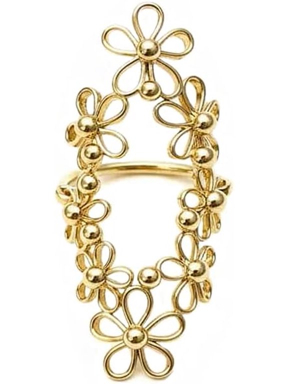 Cute Flowers Geometrical Statement Ring for Women - Hollow Flower Floral Large Big Oval Chunky Wrap Thumb Finger Rings Wedding Engagement Aniversary Promise Band Fashion Cocktail Party Jewelry Size 7