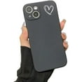 thumbnail image 1 of Cute Flowers Love Heart Butterfly Black Soft Phone Case Compatible with iPhone Case (Love,iPhone 12), 1 of 5