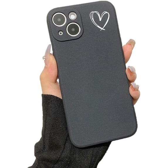 Cute Flowers Love Heart Butterfly Black Soft Phone Case Compatible with iPhone Case (Love,iPhone 15 Pro Max)