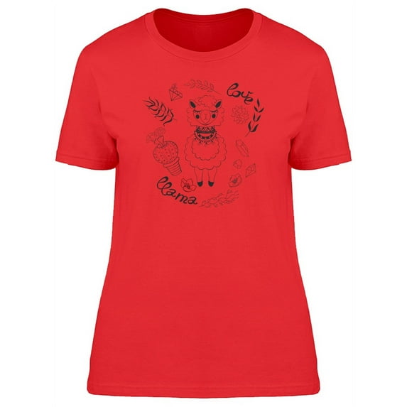 Cute Flowers Love Llama T-Shirt Women -Image by Shutterstock, Female x-Large