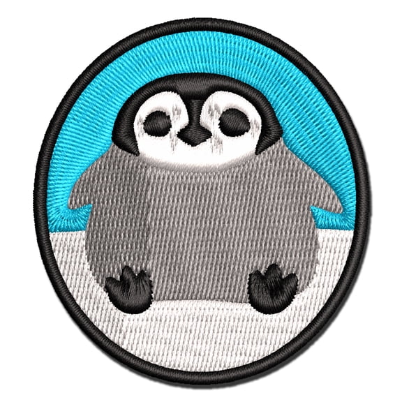 Cute Fluffy Baby Penguin Applique Multi-Color Embroidered Hook & Loop Patch - 3 Inch Medium