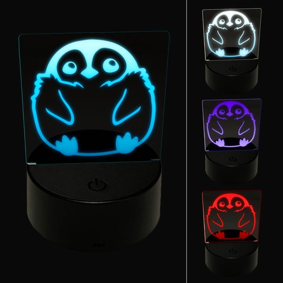 Cute Fluffy Baby Penguin LED Night Light Sign 3D Illusion Desk Nightstand Lamp