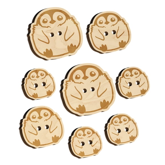 Cute Fluffy Baby Penguin Wood Buttons for Crochet Knitting Sewing DIY Craft - 1.25 Inch Large (5pcs)