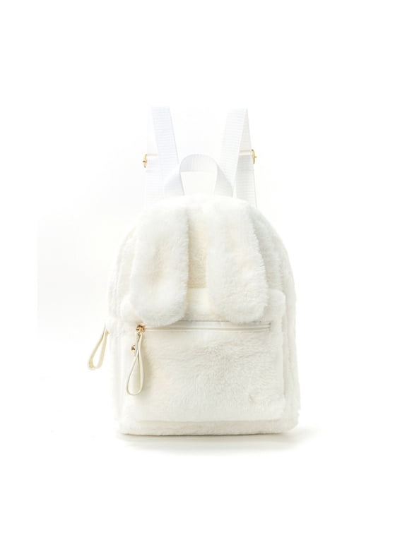 Cute Fluffy Backpack Mini Rabbit Ears Daypack Purse Small Travel for Women Ladies