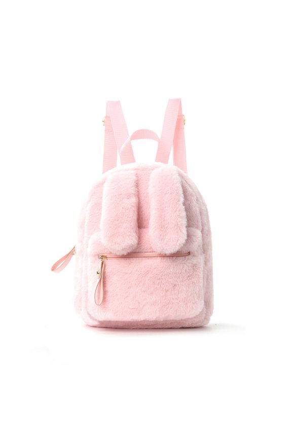Cute Fluffy Backpack Mini Rabbit Ears Daypack Purse Small Travel for Women Ladies