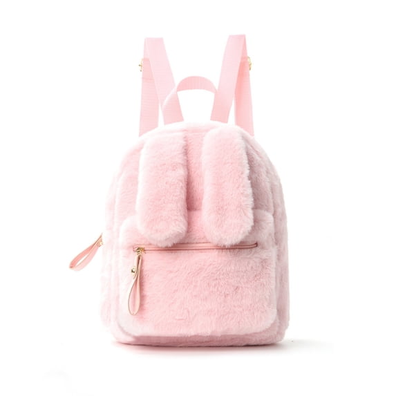 Cute Fluffy Backpack Mini Rabbit Ears Daypack Purse Small Travel for Women Ladies
