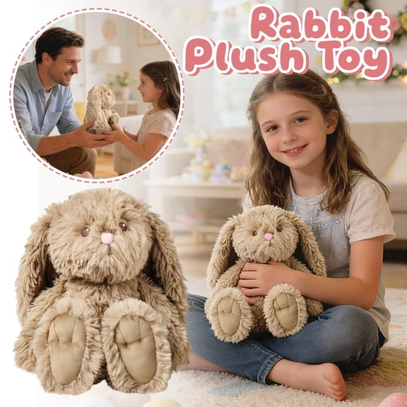 Cute Fluffy Brown Bunny Plush Toys – 9.8 inch Soft Cuddly Rabbit Stuffed Animals - Perfect for Kids' Snuggles, Nursery Decor & Comforting Gifts, Ideal for Easter or Birthdays