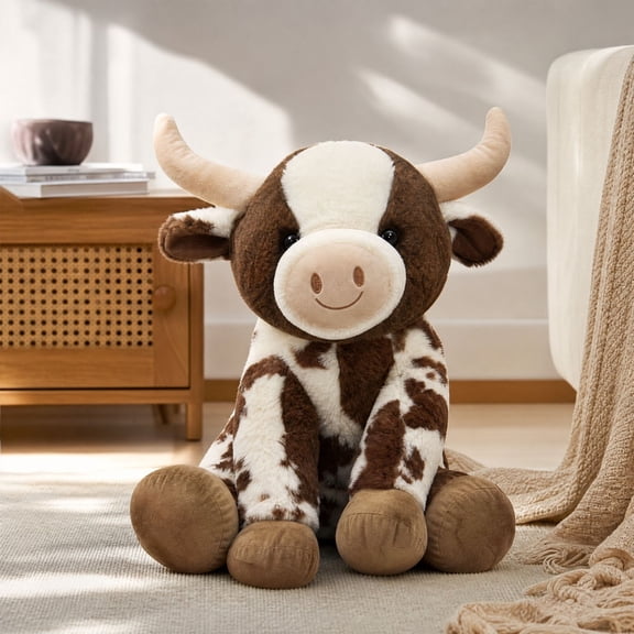 Cute Fluffy Cow Stuffed Animal, 19.69 Inch, Soft Cow Plush Gifts for Adults