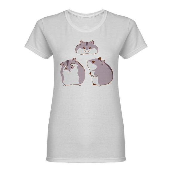 Cute Fluffy Hamsters Shaped T-Shirt Women -Image by Shutterstock, Female Medium