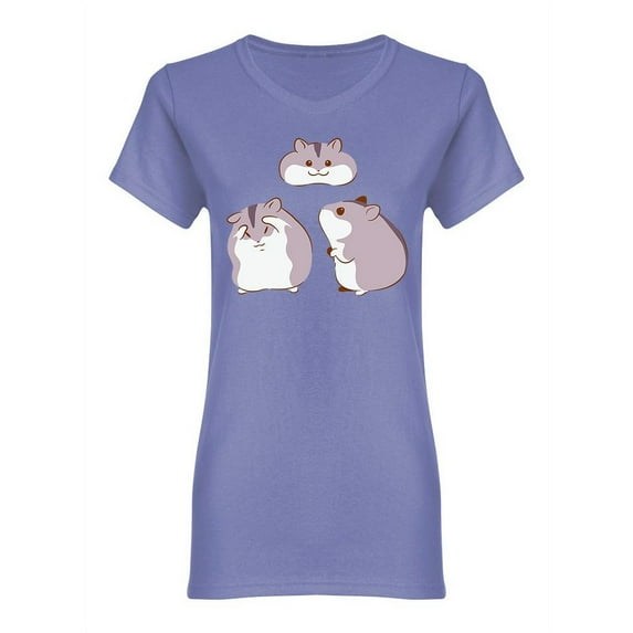 Cute Fluffy Hamsters Shaped T-Shirt Women -Image by Shutterstock, Female Small
