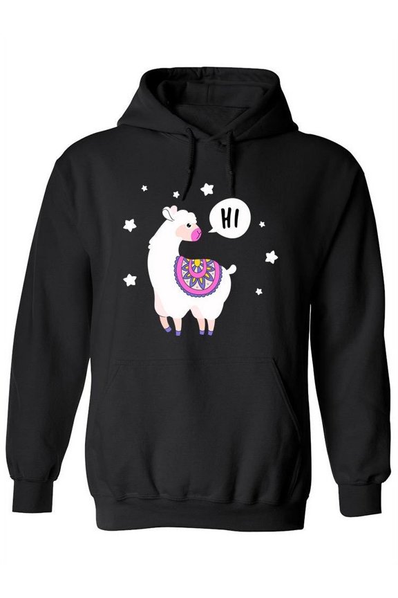 Cute Fluffy Llama Hoodie Women -Image by Shutterstock, Female 5X-Large