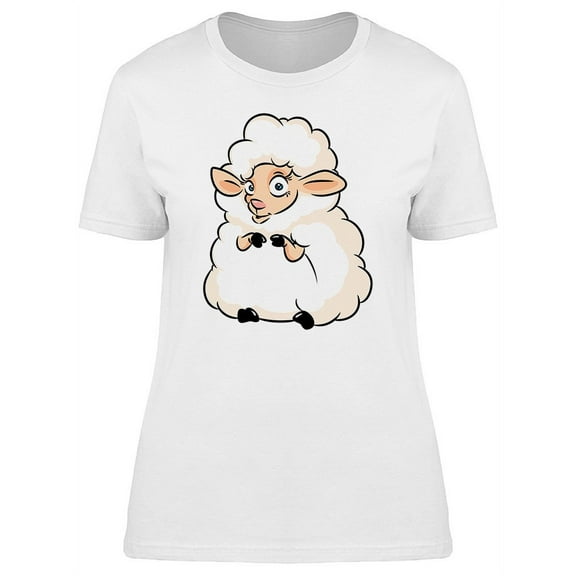 Cute Fluffy Sheep Cartoon T-Shirt Women -Image by Shutterstock, Female x-Large
