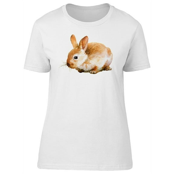 Cute Fluffy Watercolor Bunny T-Shirt Women -Image by Shutterstock, Female Small