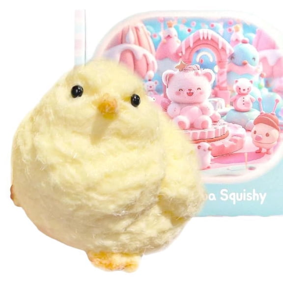 Cute Fluffy Yellow Chick Soft Stress Ball, Plush-Covered Squeeze Fidget with Realistic Animal Shape – Soft, Fuzzy & Reboundable for Stress Relief and Emotional Comfort