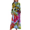 thumbnail image 1 of Cute Flying Bees Dress Red Floral Print Elegant Maxi Dress Street Fashion Boho Beach Long Dresses High Waist Print Clothes, 1 of 2
