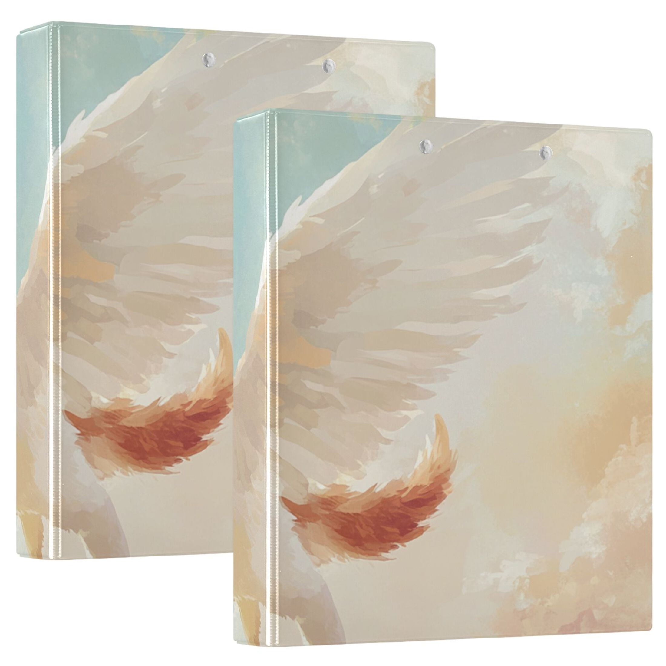 Cute Flying Cat 3 Ring Binders 1.5 inch Hardcover File Folders with Interior Pockets A4 Size Organizer for School Office Hospital